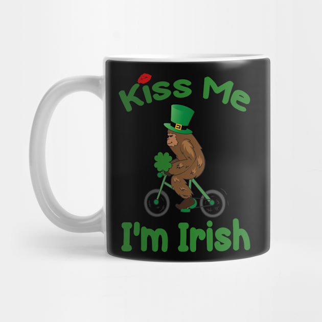 Bigfoot Kiss Me I'm Irish Sasquatch on a Bike by 4Craig